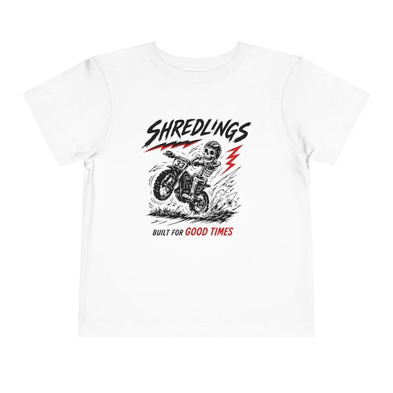 Skeleton Dirt Bike Toddler Shirt, Motocross Kids Tee, Retro Moto Toddler T-Shirt, Built for Good Times, Little Rider Gift